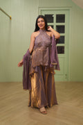 Indo Western | Plazzo Set | Alter Neck - Purple