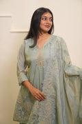 Indo Western - Plazzo Set - Short Anarkali - Blue