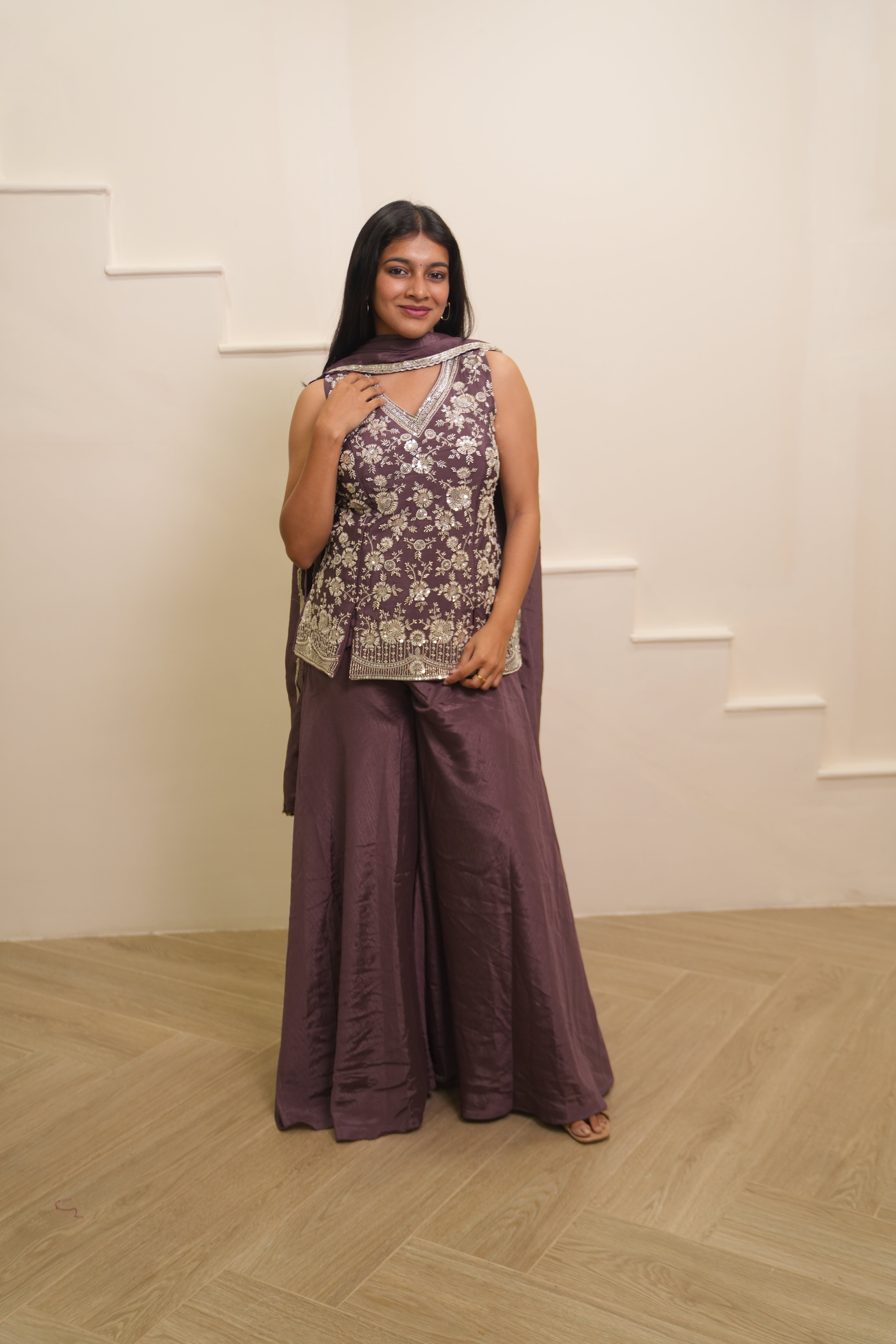 Indo Western - Plazzo Set - Short Plazzo - Pista - Green